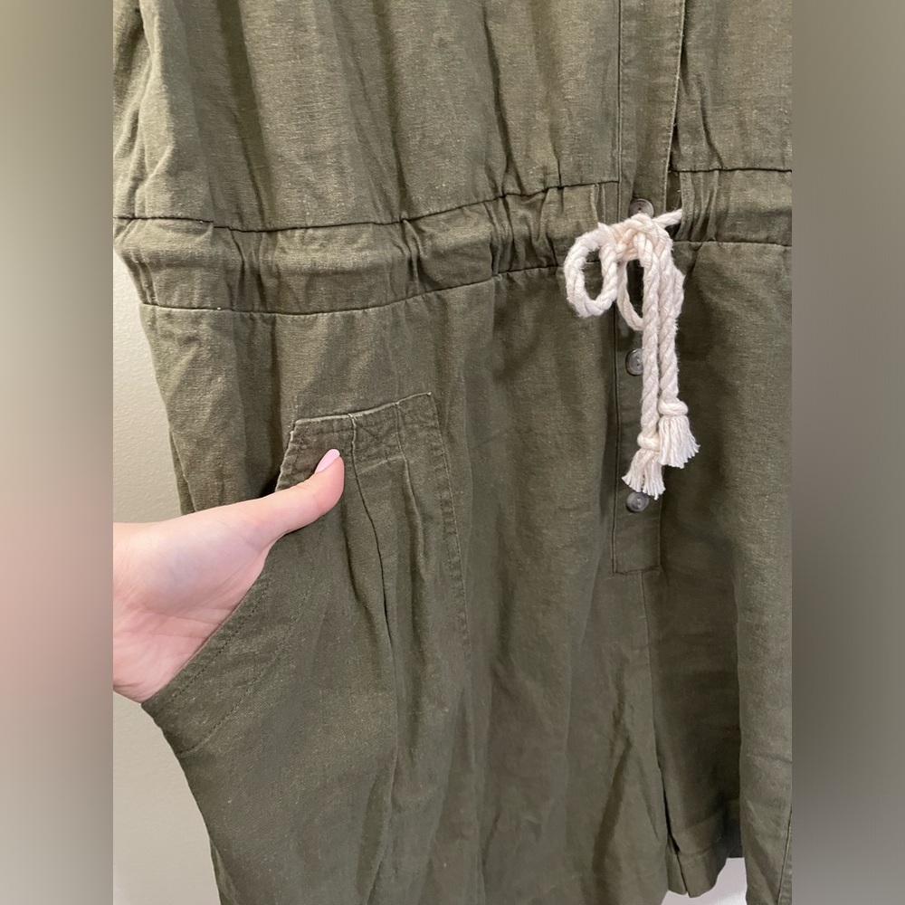 NWT Universal Thread Linen Blend Summer Romper in army green‎ - 3X - Picture 7 of 17